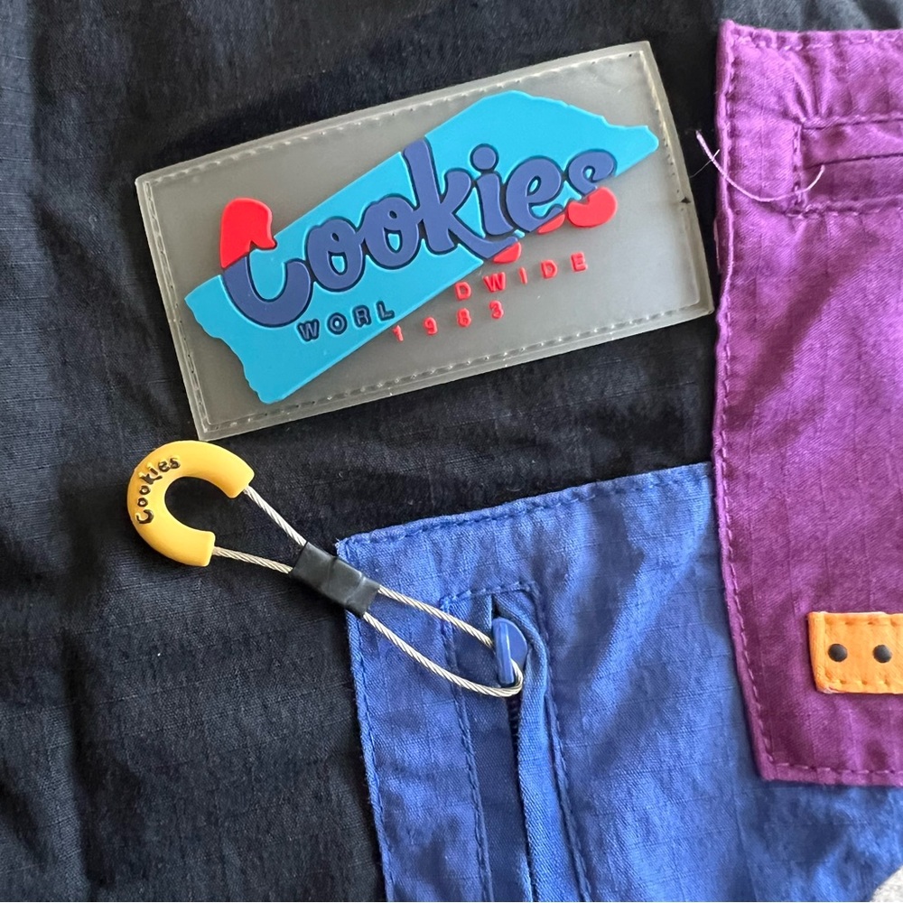 Cookies All Conditions Mens Black Cargo Joggers Patchwork Pocket Ripstop Pants M - Picture 2 of 9
